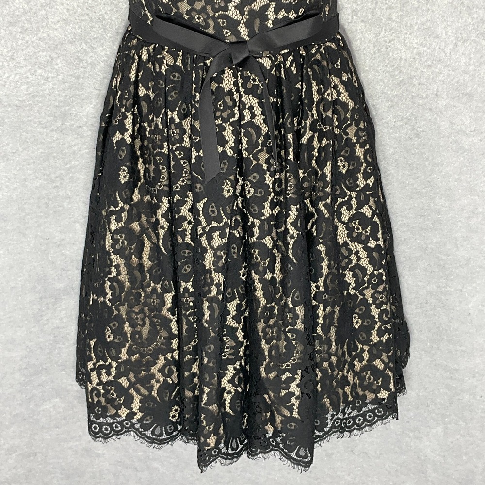 Robert Rodriguez Dress Womens 6 Black Lace Overlay Strapless Sash Waist Party - Picture 5 of 16